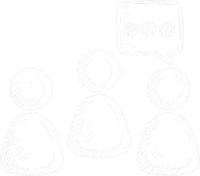 dibujo de grupo de personas conversando